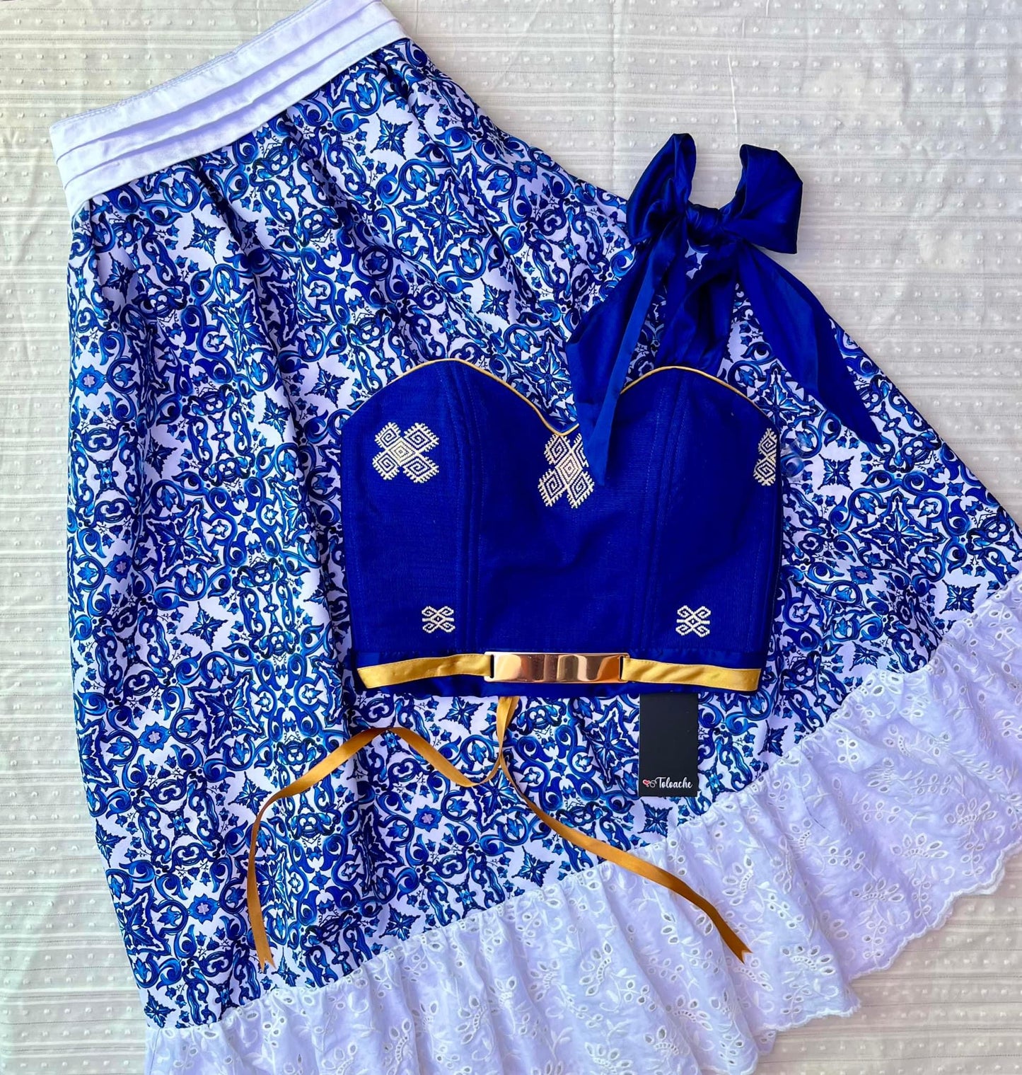 Conjunto corsé Azul Rey